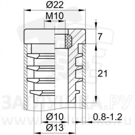 Заглушка пластиковая с резьбой М10 для труб 22 мм Заглушка пластиковая с резьбой М10 для труб 22 мм